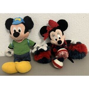 Disney Mickey Mouse (13") and Minnie Mouse (10") Dolls Cheerleader Minnie
